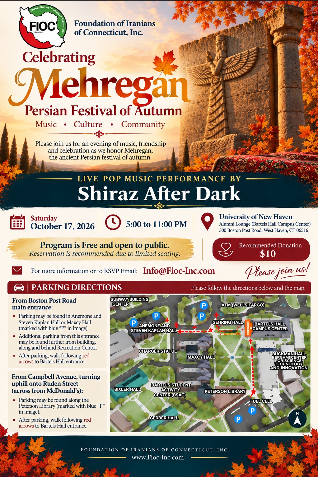 FIOC Celebrating Mehregan 2026 event flyer